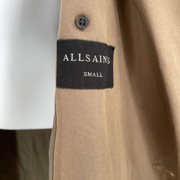 AllSaints All Saints Marlo Mac Trench Coat Belted Long Jacket Button Solid - Picture 10 of 11